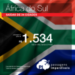 Promoção de Passagens para <b>África do Sul: Cape Town, Durban, Joanesburgo</b>! A partir de R$ 1.534, ida e volta; a partir de R$ 1.904, ida e volta, COM TAXAS INCLUÍDAS!