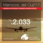 Promoção de Passagens para o <b>Marrocos: Casablanca, Marrakech e muito mais</b>! A partir de R$ 2.033, ida e volta; a partir de R$ 2.638, ida e volta, COM TAXAS INCLUÍDAS, em até 10x sem juros!