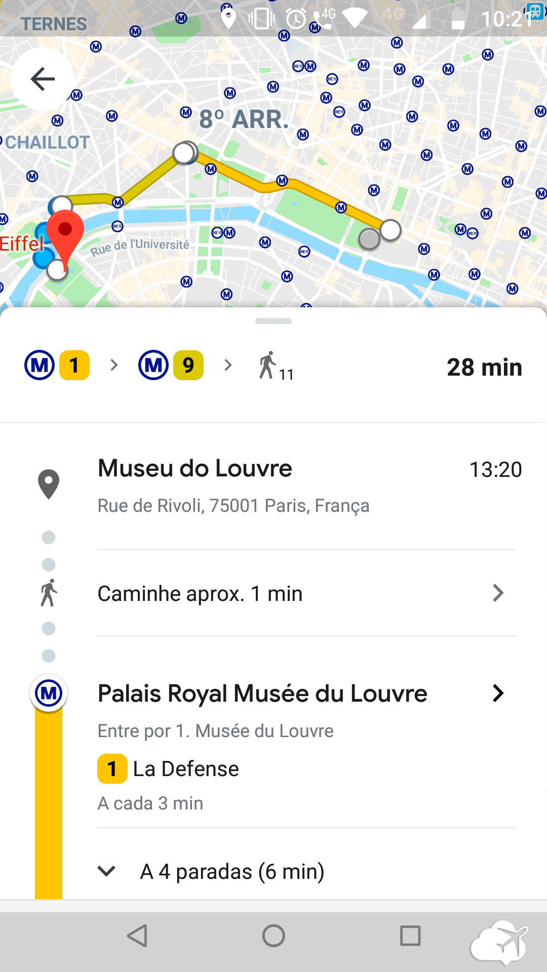 Google maps rota Paris