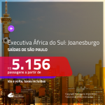 Passagens em <b>CLASSE EXECUTIVA</b> para a <b>ÁFRICA DO SUL: Joanesburgo</b>! A partir de R$ 5.156, ida e volta, c/ taxas!