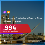 Promoção de PASSAGEM + HOTEL 4 ESTRELAS para a <b>ARGENTINA: Buenos Aires</b>! A partir de R$ 994, por pessoa, c/ taxas!