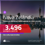 Promoção de Passagens para a <b>NOVA ZELÂNDIA: Auckland, Christchurch ou Wellington</b>! A partir de R$ 3.496, ida e volta, c/ taxas!