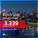 Promoção de Passagens para a <b>AUSTRÁLIA: Brisbane, Melbourne ou Sydney</b>! A partir de R$ 3.339, ida e volta, c/ taxas!
