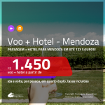 <b>Pra quem gosta de vinho: PASSAGEM + HOTEL</b> para a <b>ARGENTINA: Mendoza</b>! A partir de R$ 1.450, por pessoa, quarto duplo, c/ taxas em até 12x SEM JUROS!