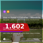 <b>PASSAGEM + HOTEL 4 ESTRELAS</b> para <b>MENDOZA, na Argentina</b>, com datas para viajar até AGOSTO 2021! A partir de R$ 1.602, por pessoa, quarto duplo, c/ taxas!