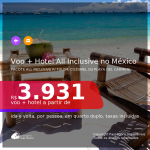 All Inclusive 4 estrelas no MÉXICO! <b>VOO + HOTEL com Refeições e Bebidas Incluídas</b> para <b>TULUM, COZUMEL ou PLAYA DEL CARMEN</b>! A partir de R$ 3.931, por pessoa, quarto duplo, c/ taxas, em até 10x SEM JUROS!