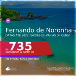 Seleção de Passagens para <b>FERNANDO DE NORONHA</b>! A partir de R$ 735, ida e volta, c/ taxas! Datas até 2022!