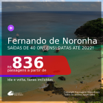 Passagens para <b>FERNANDO DE NORONHA</b> a partir de R$ 836, ida e volta, c/ taxas! Datas até 2022!
