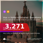 <b>PASSAGEM + HOTEL 4 ESTRELAS com CAFÉ DA MANHÃ</b> em <b>BARCELONA</b>! A partir de R$ 3.271, por pessoa, quarto duplo, c/ taxas! Datas até 2022! Em até 10x SEM JUROS!