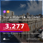 Promoção de <b>PASSAGEM + HOTEL BOUTIQUE 5 ESTRELAS</b> na melhor localização de <b>SANTIAGO</b>, Chile! A partir de R$ 3.277, por pessoa, quarto duplo, c/ taxas! Datas de Dez/21 até Abr/2022!