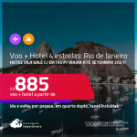 <strong>PASSAGEM + HOTEL 4 ESTRELAS</strong> no <strong>RIO DE JANEIRO: </strong>Vila Galé, com datas para viajar até Setembro 2021! A partir de R$ 885, por pessoa, quarto duplo, c/ taxas! Opções com CAFÉ DA MANHÃ incluso! Em até 10x SEM JUROS!